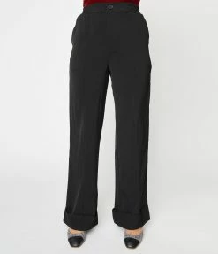 Unique Vintage Black Wide Cuff Pants