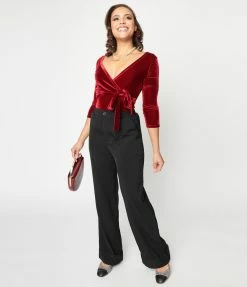 Unique Vintage Black Wide Cuff Pants