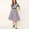Unique Vintage 1950s Lavender Plaid Alexis Swing Dress Sale