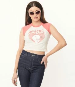 Fan Flair Casper X Unique Vintage Casper Heart Graphic Crop Tee
