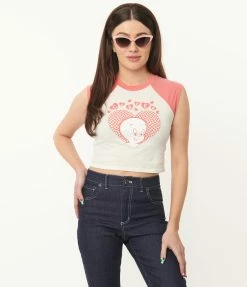 Fan Flair Casper X Unique Vintage Casper Heart Graphic Crop Tee