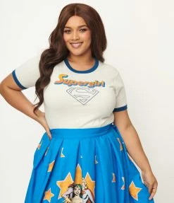 Fan Flair DC Comics X Unique Vintage Supergirl Graphic Ringer Tee