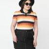 Unique Vintage Plus Size Candy Corn Stripes Crop Top
