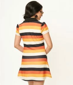 Sale Unique Vintage Candy Corn Stripes Mini Dress