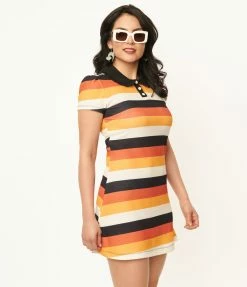 Sale Unique Vintage Candy Corn Stripes Mini Dress