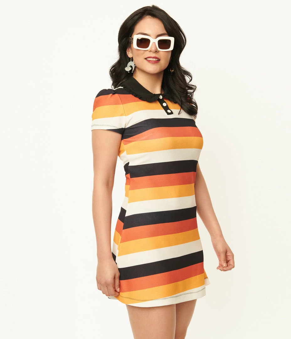 Sale Unique Vintage Candy Corn Stripes Mini Dress