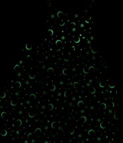 Unique Vintage Plus Size Black Glow In The Dark Moon Print Brionne Pinafore Skirt