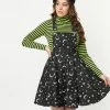 Unique Vintage Black Glow In The Dark Moon Print Brionne Pinafore Skirt Sale