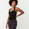 Trending Unique Vintage Black Lace Up Peplum Corset Top
