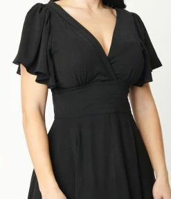 Trending Unique Vintage Black Texture Swing Dress