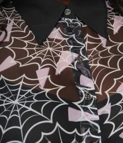 Sale Smak Parlour Plus Size 1950s Black & Purple Spiderweb Print Blouse