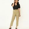 Unique Vintage Pale Green Plaid Belted Crop Pants
