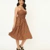Sale Unique Vintage 1950s Orange & Black Plaid Shimmy & Shake Swing Dress