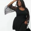 Sale Smak Parlour Plus Size Black & Pumpkin Bell Sleeve Bodysuit