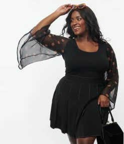 Sale Smak Parlour Plus Size Black & Pumpkin Bell Sleeve Bodysuit