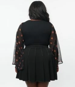 Sale Smak Parlour Plus Size Black & Pumpkin Bell Sleeve Bodysuit