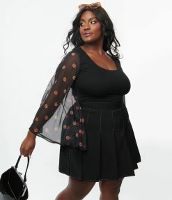 Sale Smak Parlour Plus Size Black & Pumpkin Bell Sleeve Bodysuit
