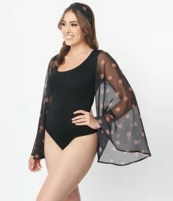 Smak Parlour Black & Pumpkin Bell Sleeve Bodysuit Sale