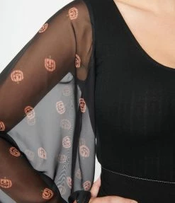 Smak Parlour Black & Pumpkin Bell Sleeve Bodysuit Sale