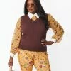 Smak Parlour Plus Size Brown Chandler Crop Sweater Vest Trending