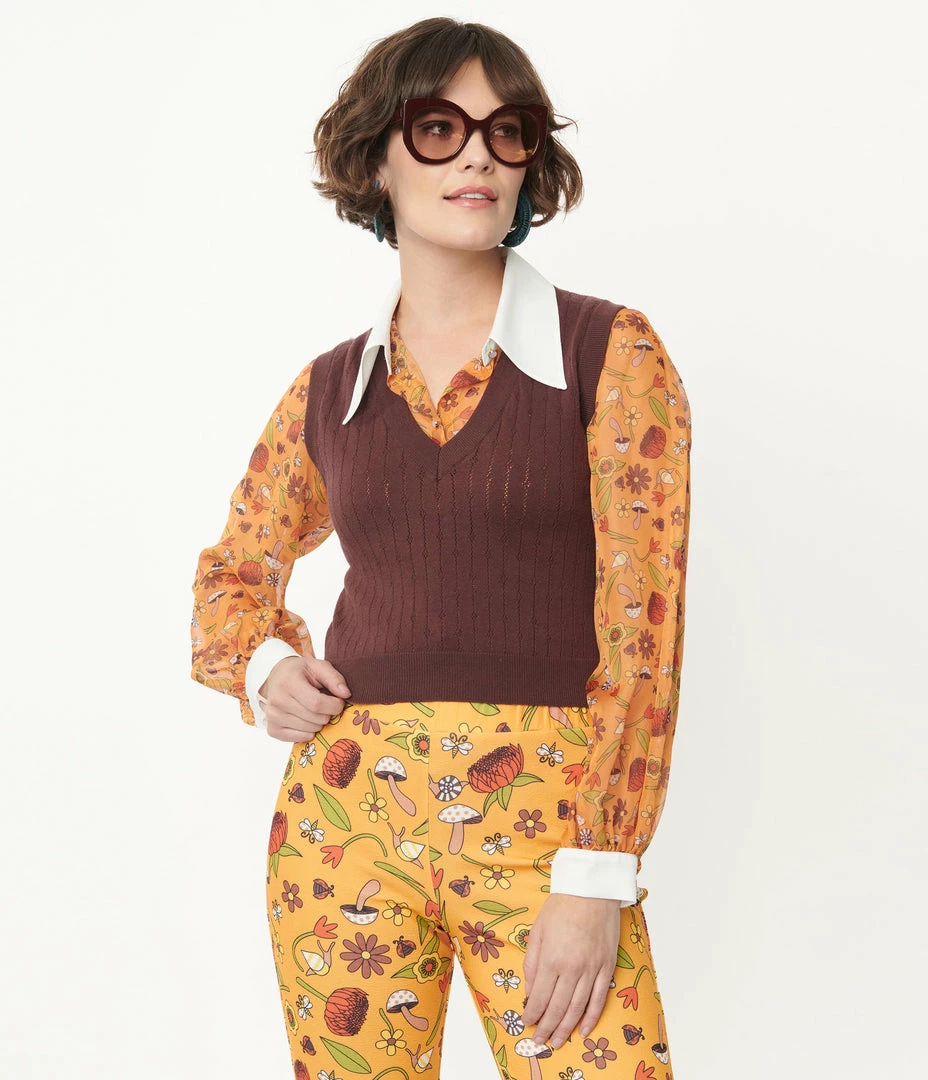 Trending Smak Parlour Brown Chandler Crop Sweater Vest