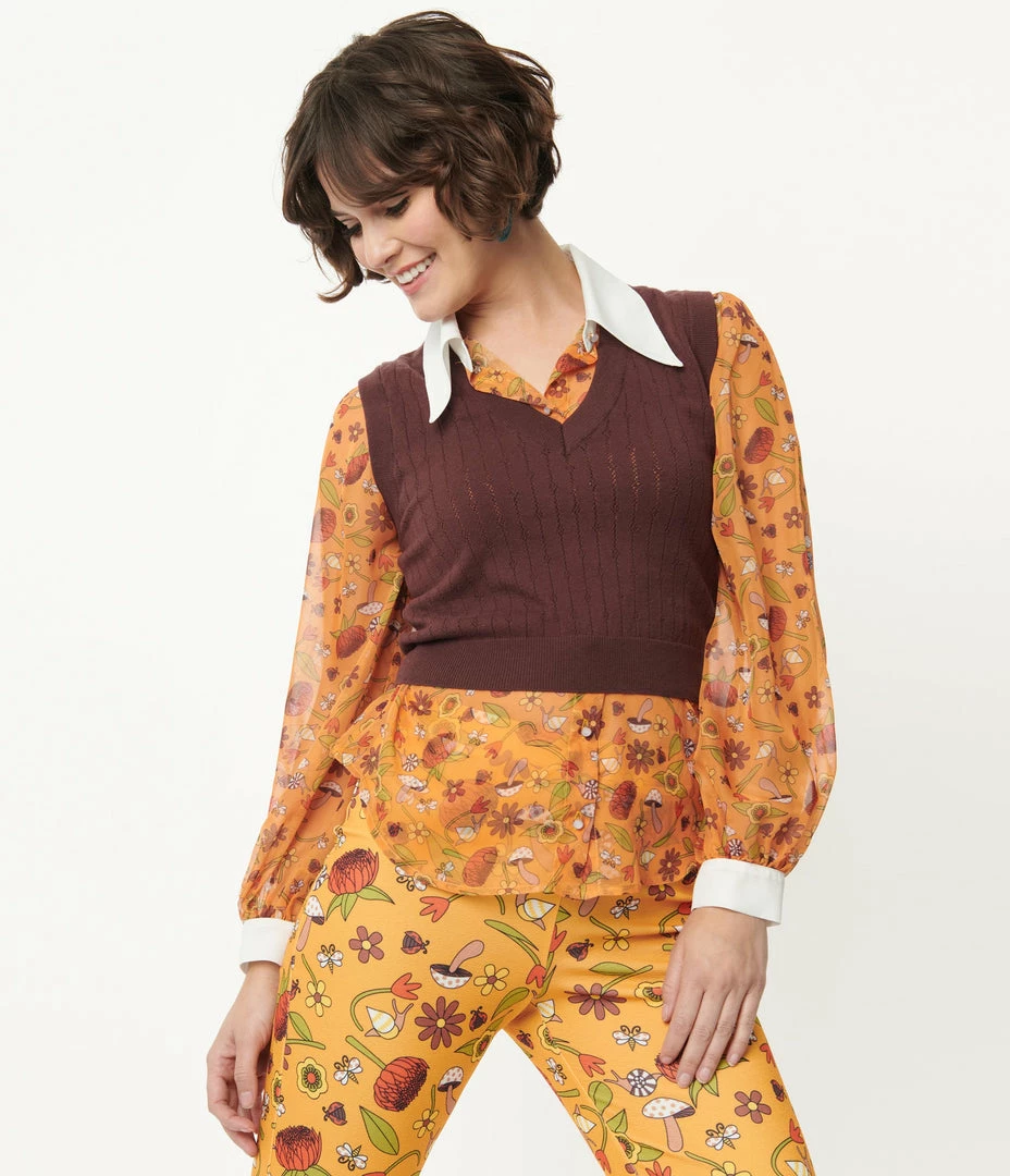 Trending Smak Parlour Brown Chandler Crop Sweater Vest