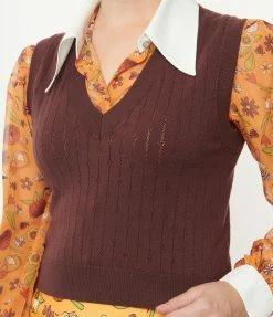 Trending Smak Parlour Brown Chandler Crop Sweater Vest