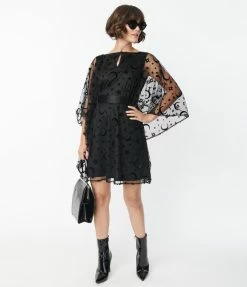 Smak Parlour Black Mesh Moon & Stars Social Climber Caftan Sale