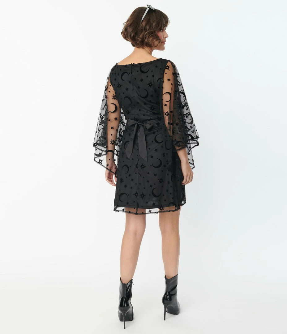 Smak Parlour Black Mesh Moon & Stars Social Climber Caftan Sale