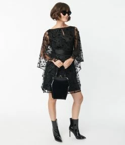 Smak Parlour Black Mesh Moon & Stars Social Climber Caftan Sale