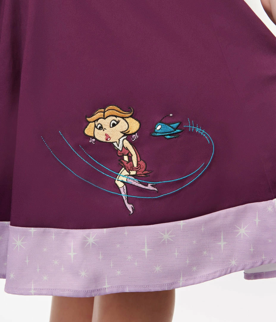Jetsons X Unique Vintage Purple Jane Halter Swing Dress Clothing