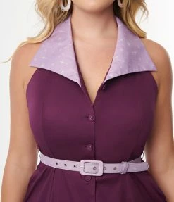 Jetsons X Unique Vintage Purple Jane Halter Swing Dress Clothing