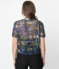 Corpse Bride X Unique Vintage Movie Collage Mesh Crop Top Fan Flair