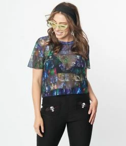 Corpse Bride X Unique Vintage Movie Collage Mesh Crop Top Fan Flair