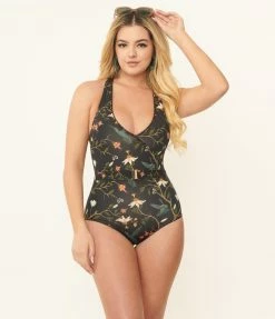 Kingdom & State Black & Hummingbird One Piece Swimsuit Swimwear