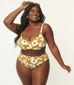 Kingdom & State Plus Size Olive & White Poppy Swim Top