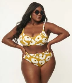 Kingdom & State Plus Size Olive & White Poppy Swim Bottoms