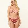 Swimwear Kingdom & State Dusty Pink & Burgundy Polka Dot Swim Top