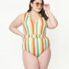 Kingdom & State Plus Size Multi Stripe One Piece Swimsuit