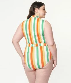 Kingdom & State Plus Size Multi Stripe One Piece Swimsuit