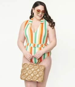 Kingdom & State Plus Size Multi Stripe One Piece Swimsuit