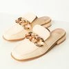 Mata Group Cream & Rhinestone Loafer Mule Flats
