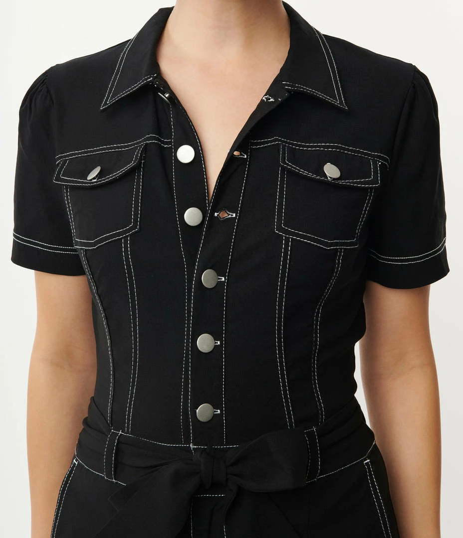 Unique Vintage Black Bexley Flare Jumpsuit Sale