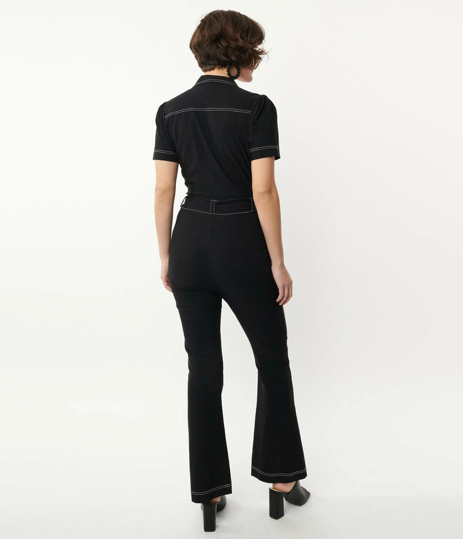 Unique Vintage Black Bexley Flare Jumpsuit Sale