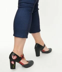 Lifestyle Group (UK) Ltd Black Polka Dot & Floral Heels