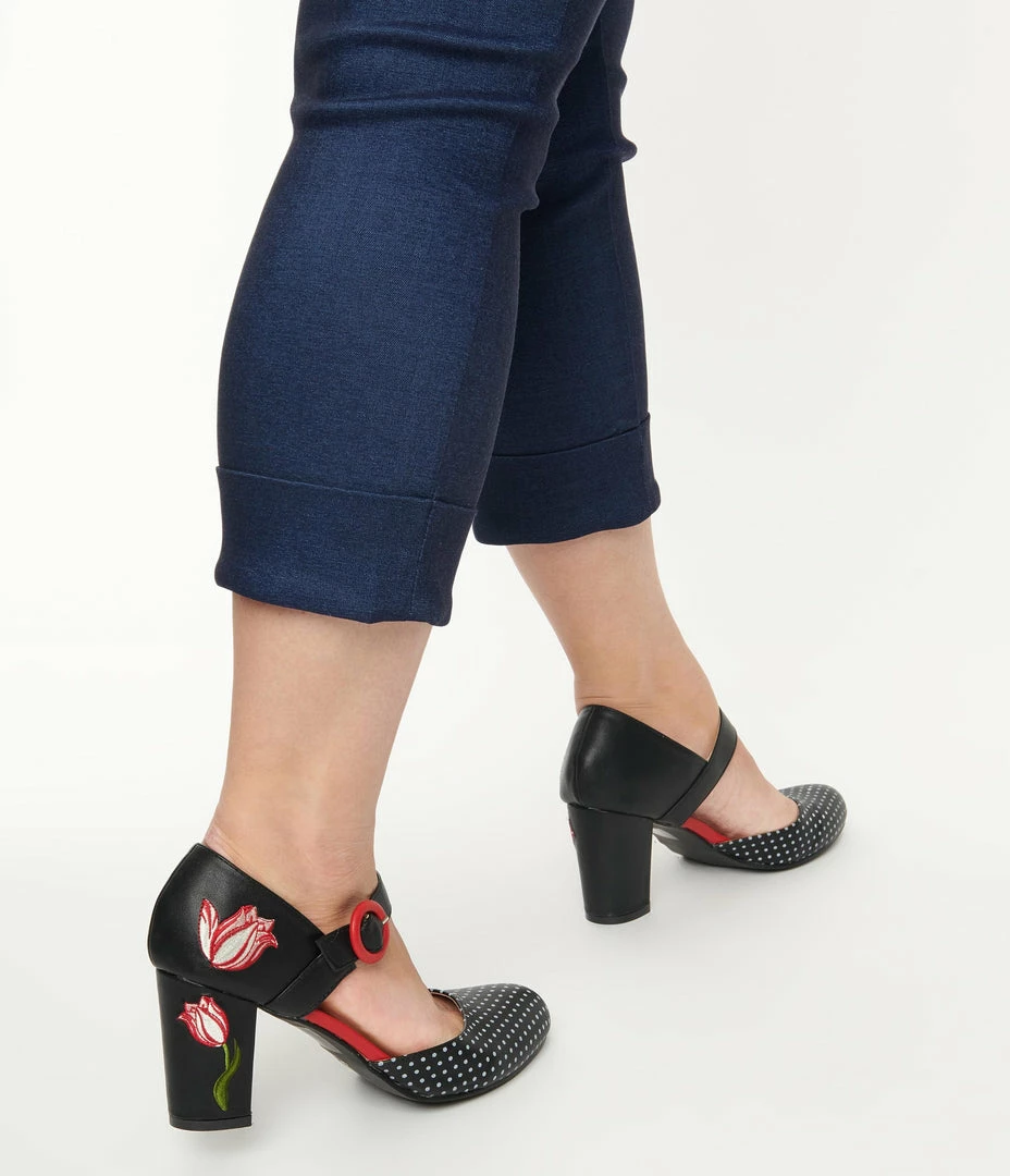 Lifestyle Group (UK) Ltd Black Polka Dot & Floral Heels