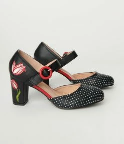 Lifestyle Group (UK) Ltd Black Polka Dot & Floral Heels