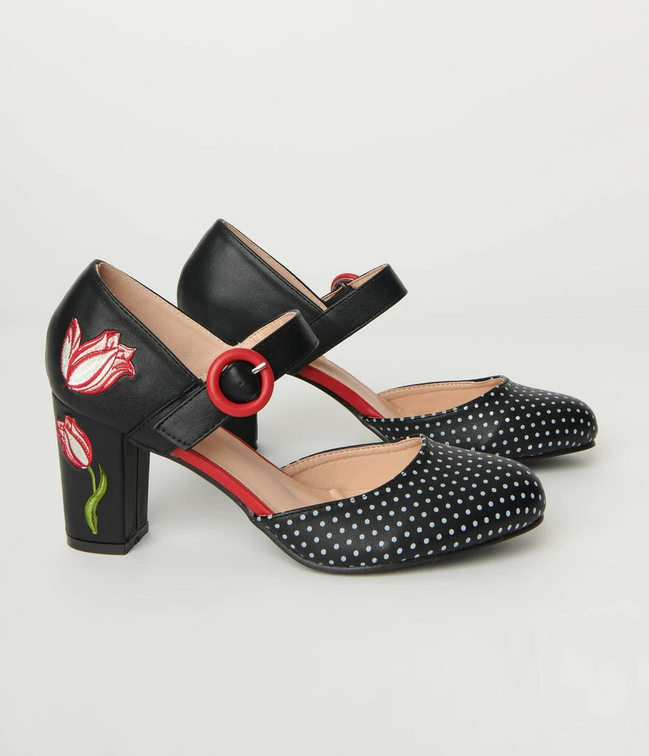Lifestyle Group (UK) Ltd Black Polka Dot & Floral Heels