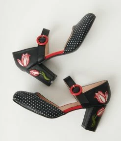 Lifestyle Group (UK) Ltd Black Polka Dot & Floral Heels