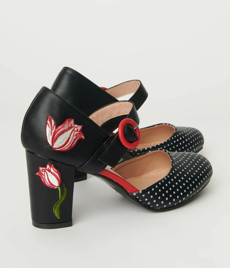 Lifestyle Group (UK) Ltd Black Polka Dot & Floral Heels
